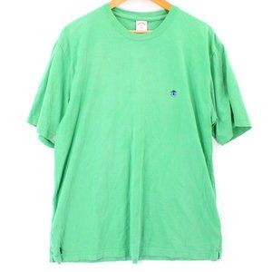 Vintage Brooks Brothers TShirt Mens Green Solid Short Sleeve Logo Embroidered XL